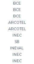 BCE BCE BCE ARCOTEL ARCOTEL INEC SB INEVAL INEC INEC